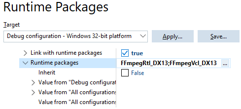 Build with runtime packages - FFVCL - Delphi FFmpeg VCL Components